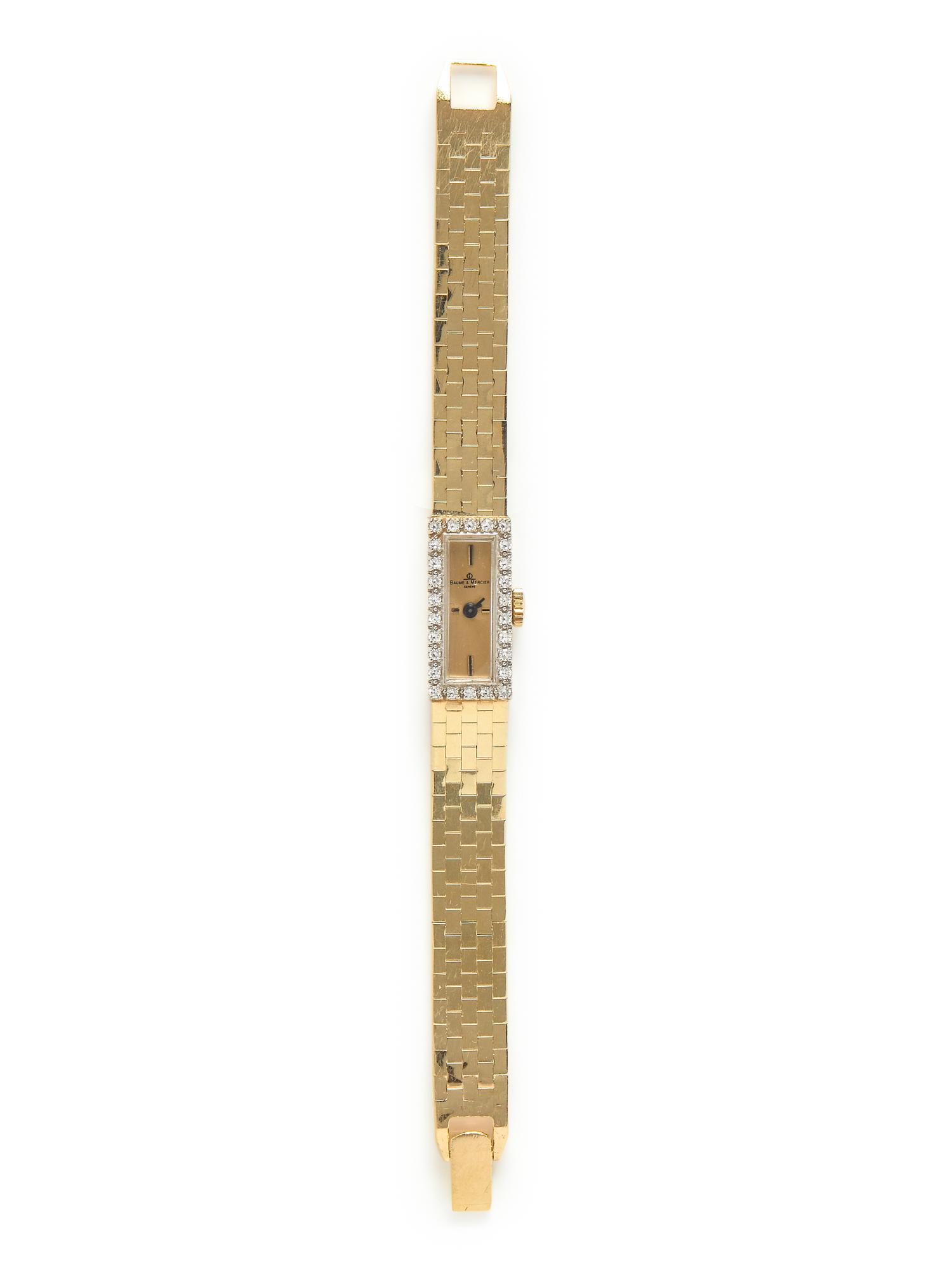 BAUME & MERCIER, REF. BN375 14K YELLOW GOLD AND DIAMOND WATCH