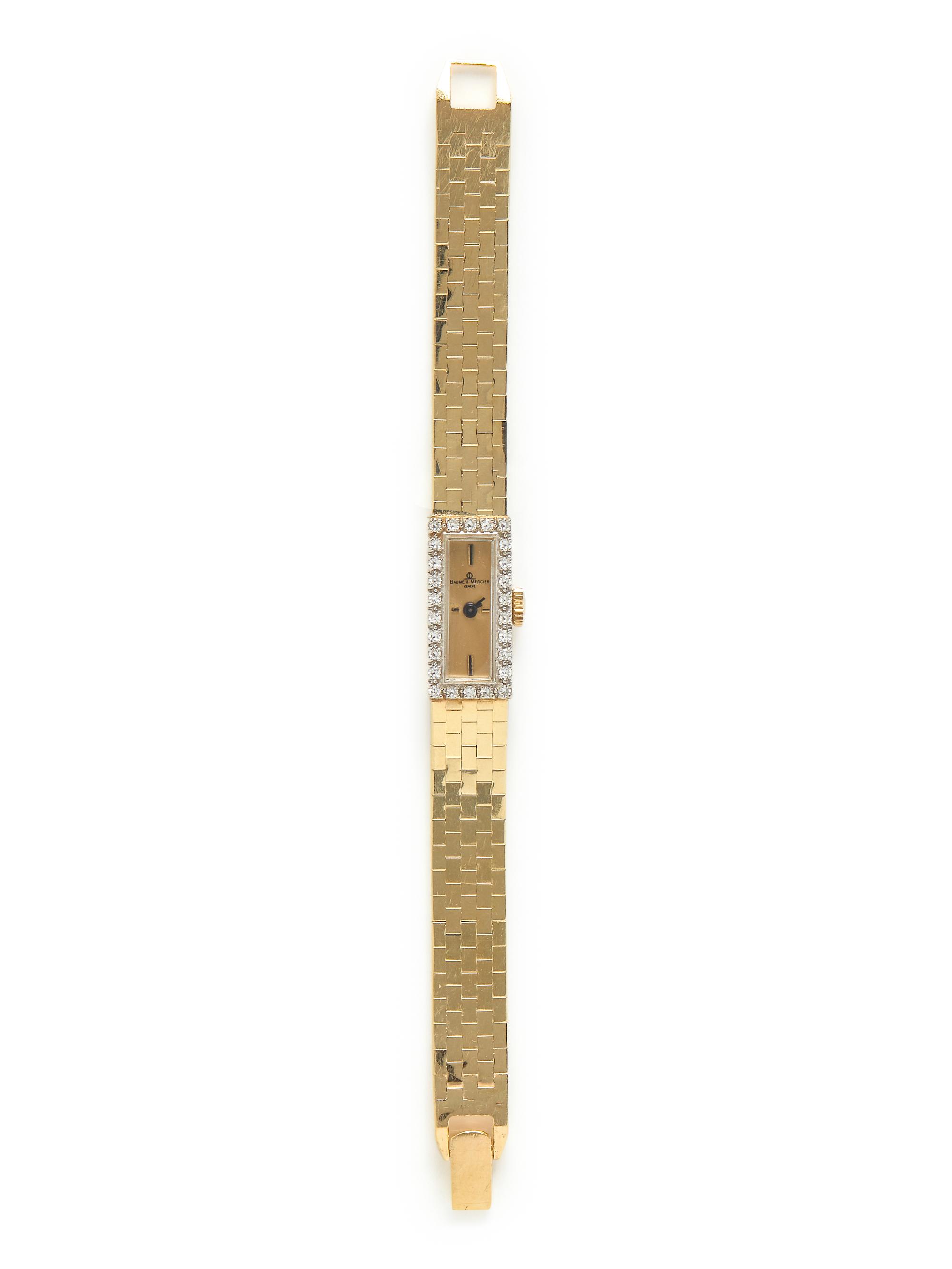 BAUME & MERCIER, REF. BN375 14K YELLOW GOLD AND DIAMOND WATCH