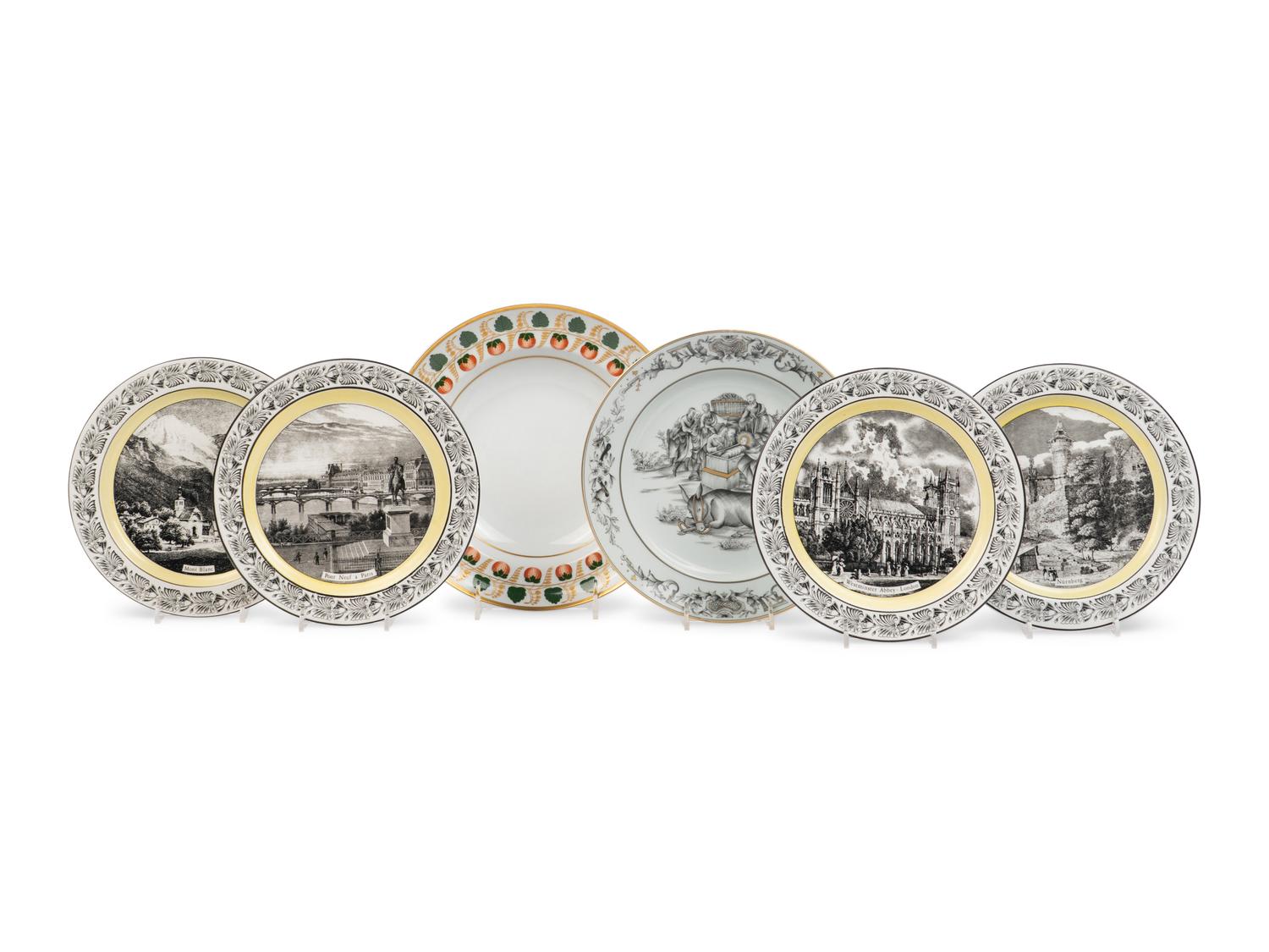 Six Mottehedeh Porcelain Plates