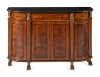 A Maitland-Smith Empire Style Gilt Metal Mounted Fossil Stone Top Cabinet