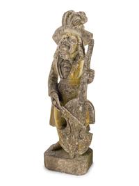 Five French Limestone Garden Figures of Musicians