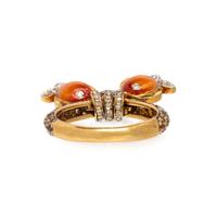 Enamel, Diamond, and Yellow Gold Fish Charm Ring