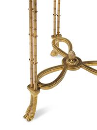 A Pair of Louis XVI Style Gilt Bronze and Malachite Tables