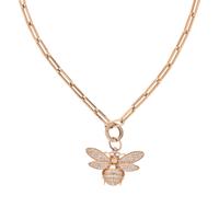 ROSE GOLD AND DIAMOND BEE PENDANT NECKLACE