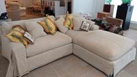 A Contemporary Two-Part Sectional Sofa with Chaise Lounge Height 31 x width 96 x depth 80 inches.