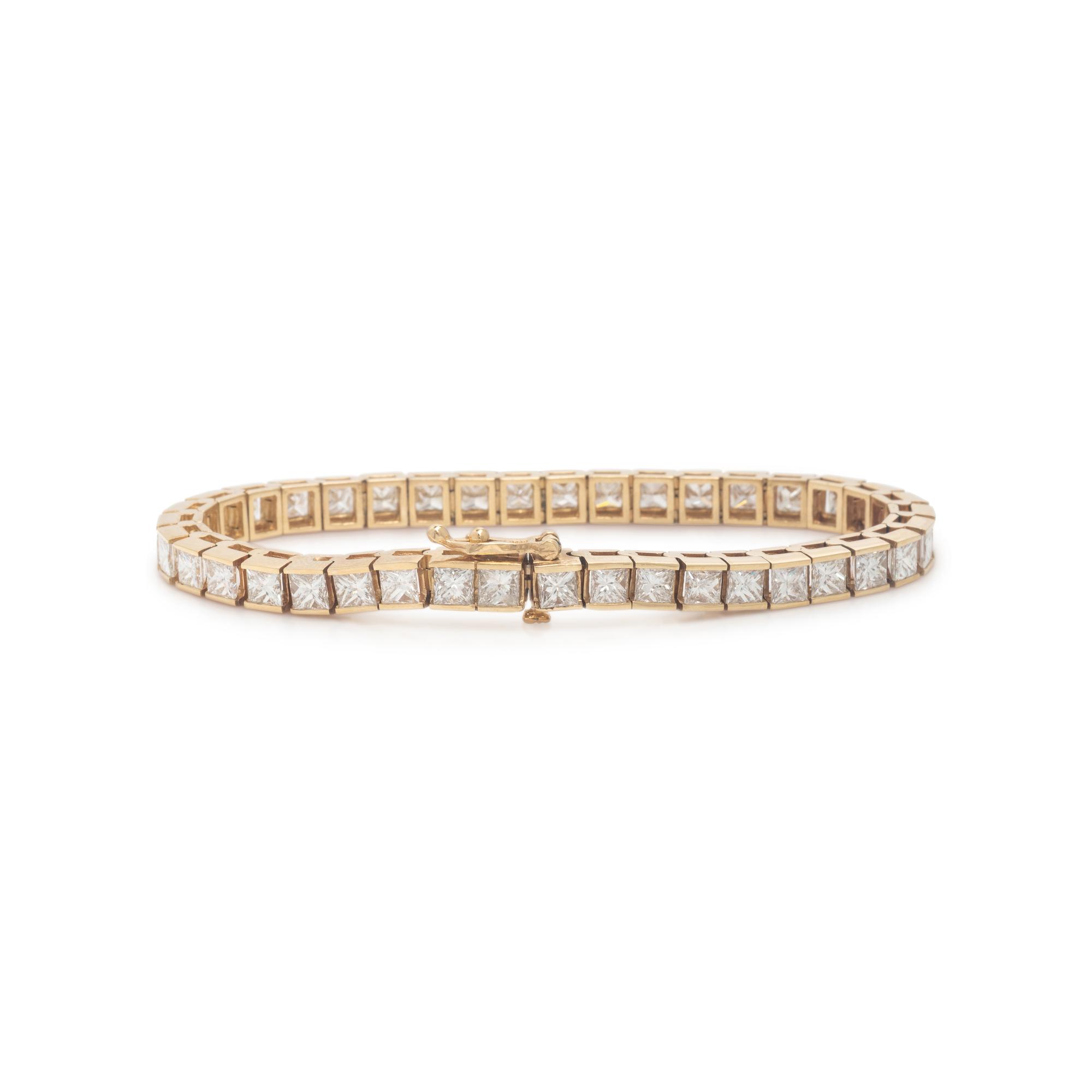 Diamond and Yellow Gold Line Bracelet