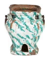 An Italian Faience Coal Burner Height 13 x width 10 1/2 x depth 10 1/2 inches. — 19TH CENTURY