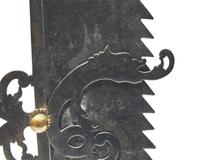 An Elaborate Wrought Iron and Brass Fireplace Trammel, Northern European, Dated "1712"