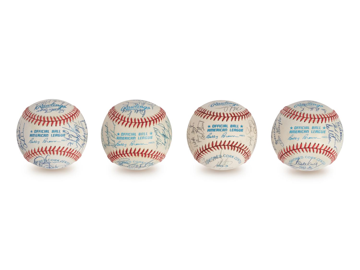 A Group of 1980s and 90s New York Yankees Team Signed Autograph Baseballs Featuring Don Mattingly