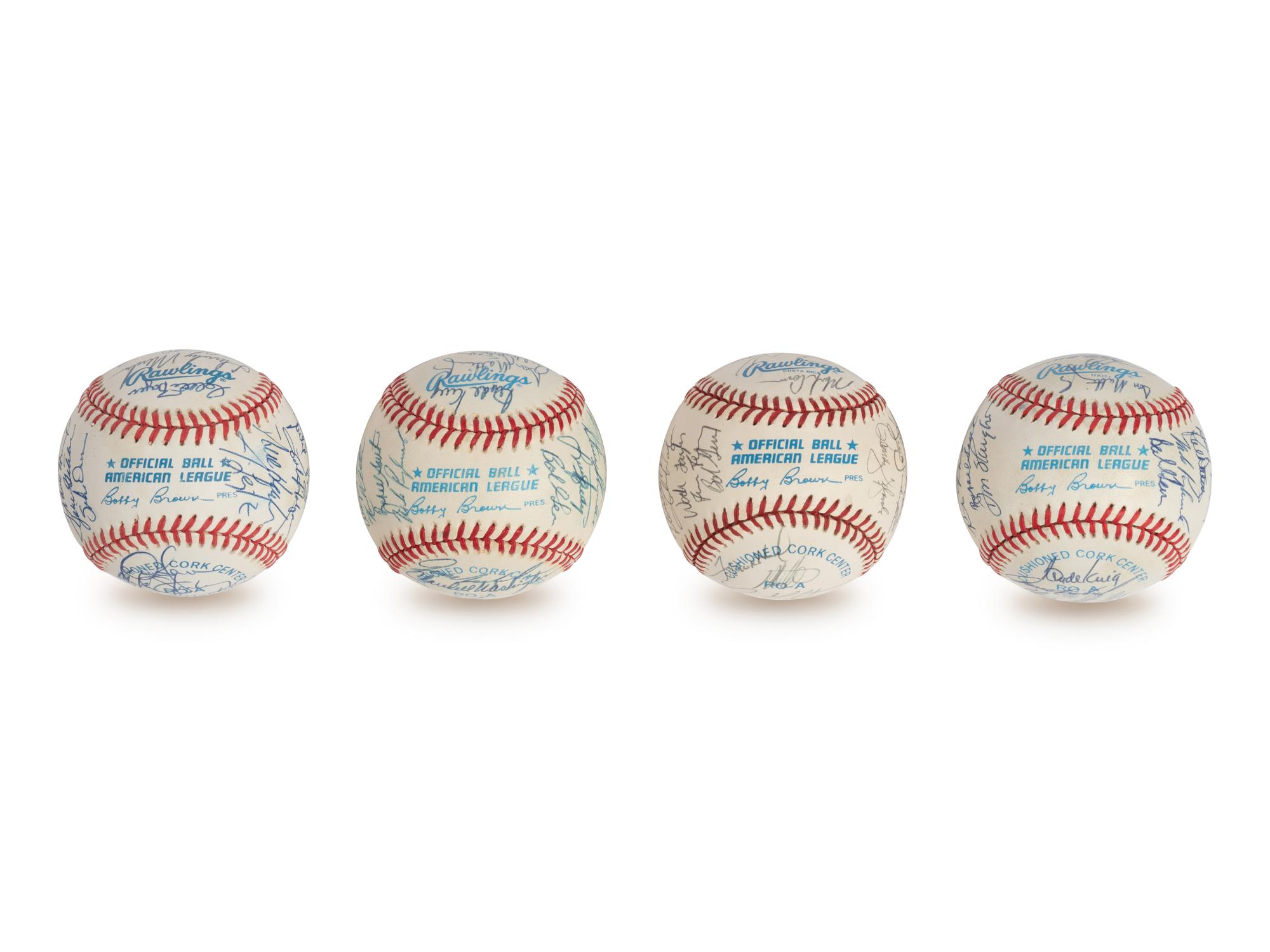 A Group of 1980s and 90s New York Yankees Team Signed Autograph Baseballs Featuring Don Mattingly