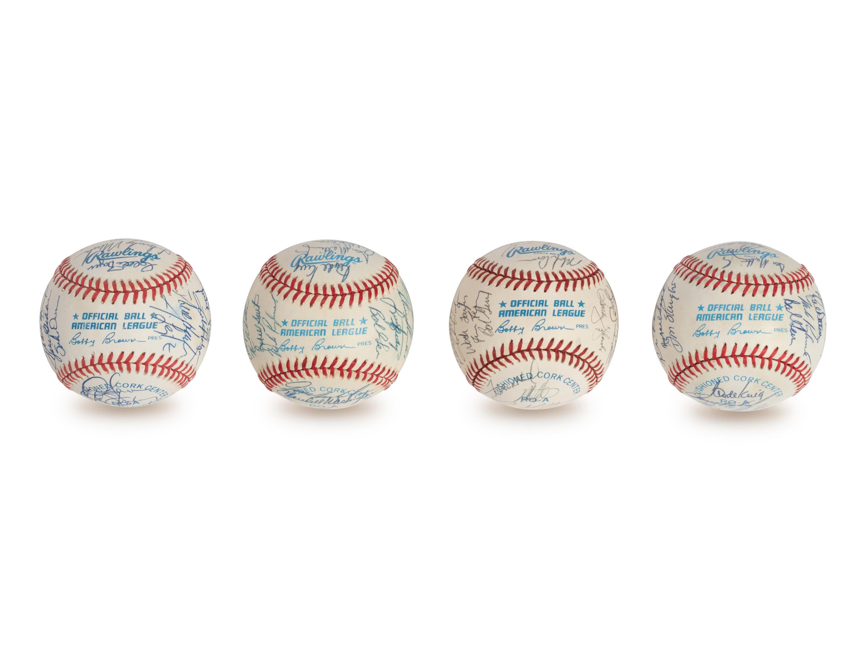 A Group of 1980s and 90s New York Yankees Team Signed Autograph Baseballs Featuring Don Mattingly