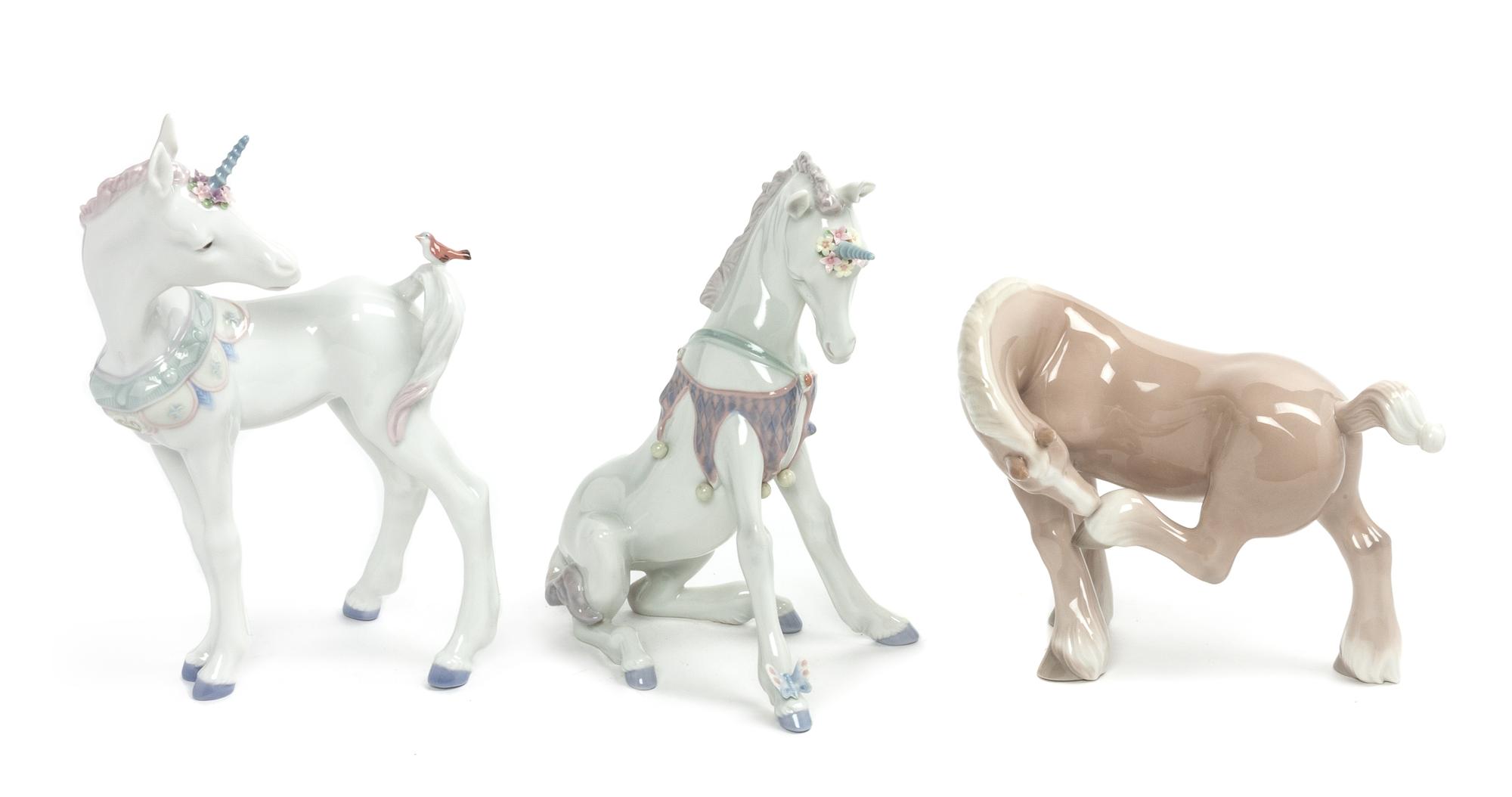 Three Lladro Porcelain Figures Height of tallest 9 1/2 inches. — 20TH CENTURY