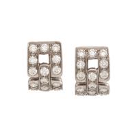 TIFFANY & CO., PLATINUM AND DIAMOND 'DECO' HOOP EARRINGS