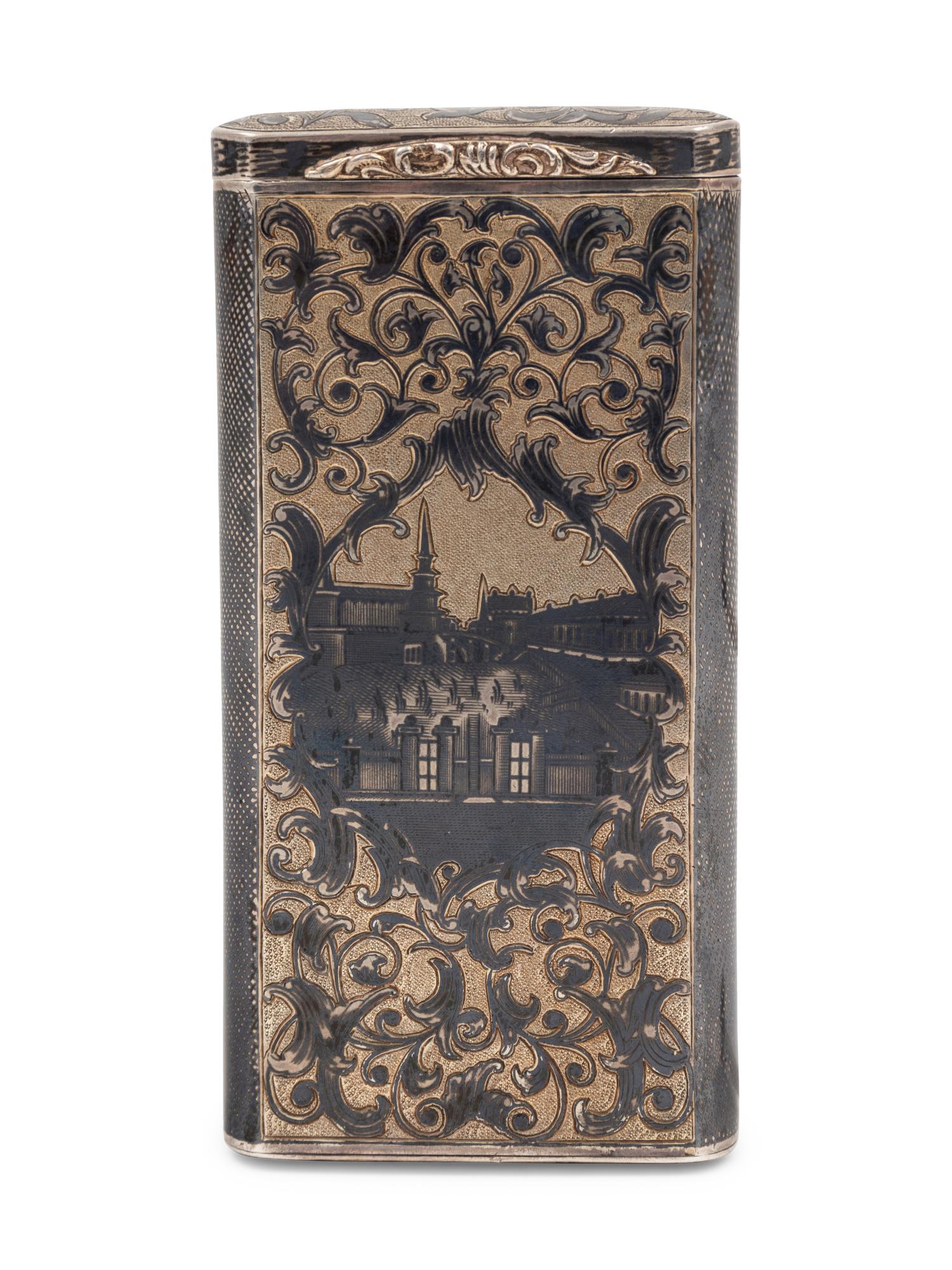 A Russian Silver-Gilt and Niello Cigar Case