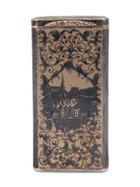 A Russian Silver-Gilt and Niello Cigar Case