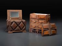 Two Miniature Tramp Art Chests