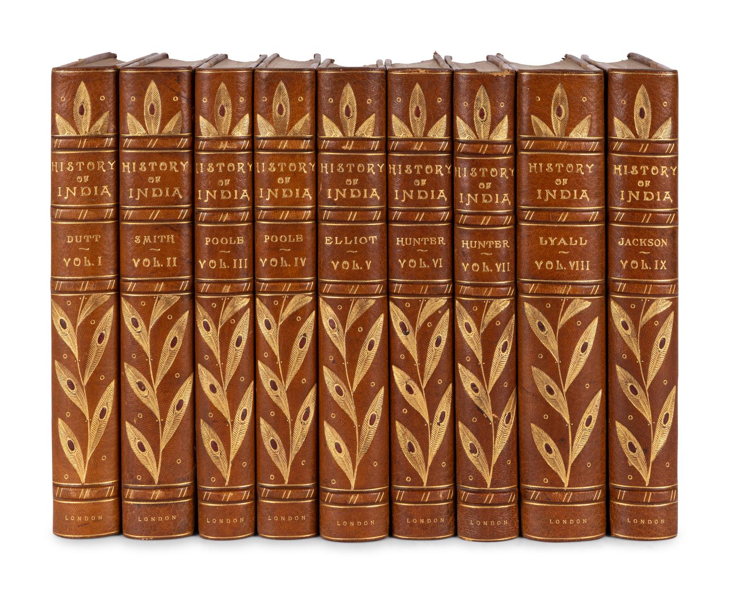 [BINDINGS & SETS]. WILLIAMS JACKSON, Abraham Valentine (1862-1937), editor. History of India . London: The Grolier Society, 1906-1907.