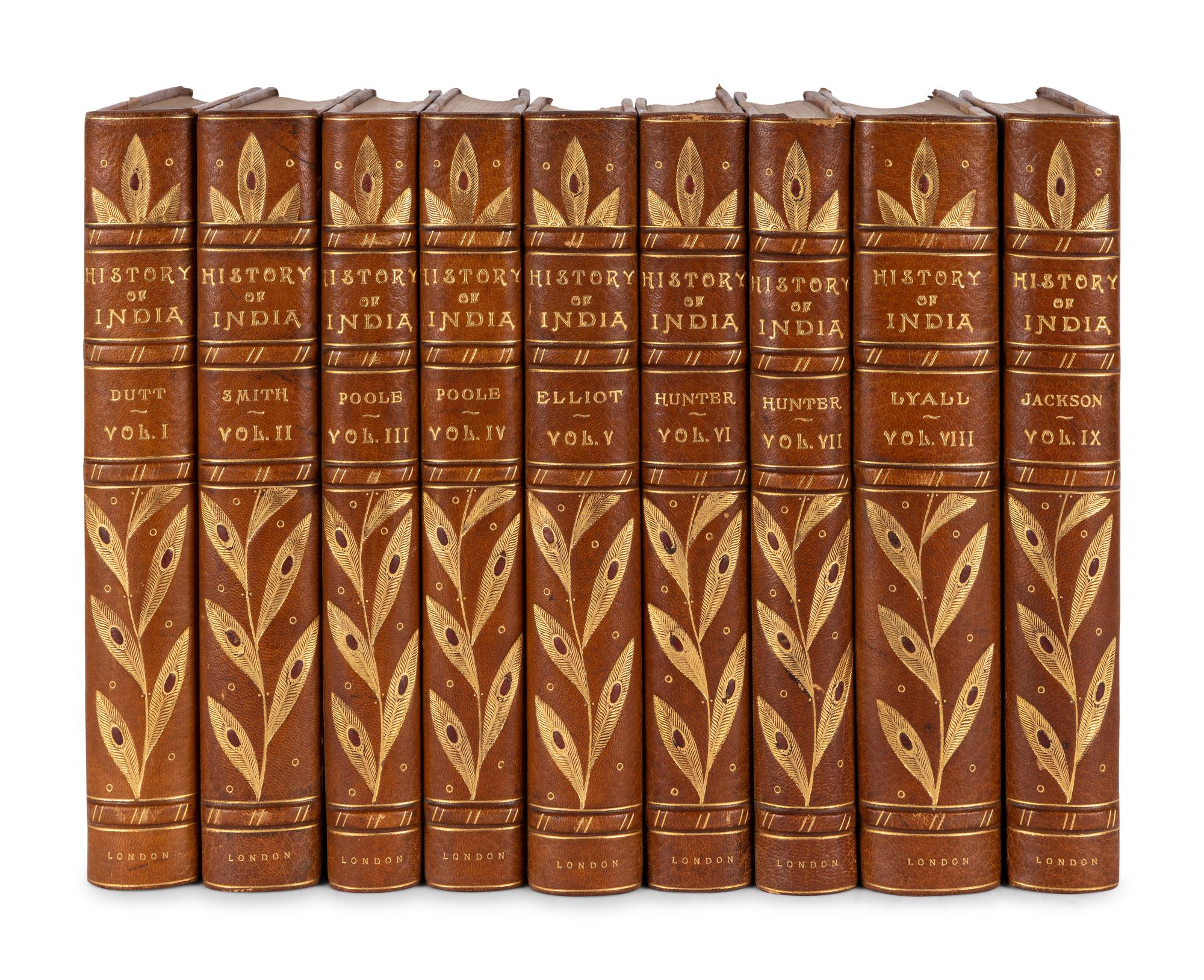 [BINDINGS & SETS]. WILLIAMS JACKSON, Abraham Valentine (1862-1937), editor. History of India . London: The Grolier Society, 1906-1907.