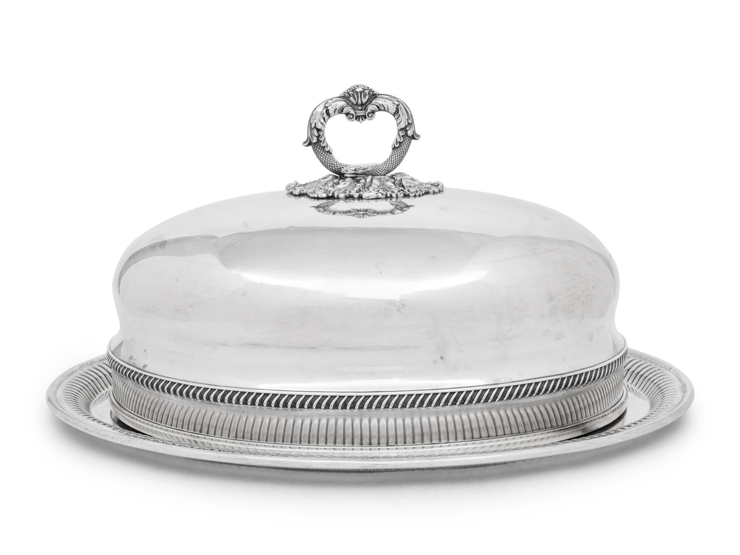 An English Silver-Plate Meat Dome and Associated Tray