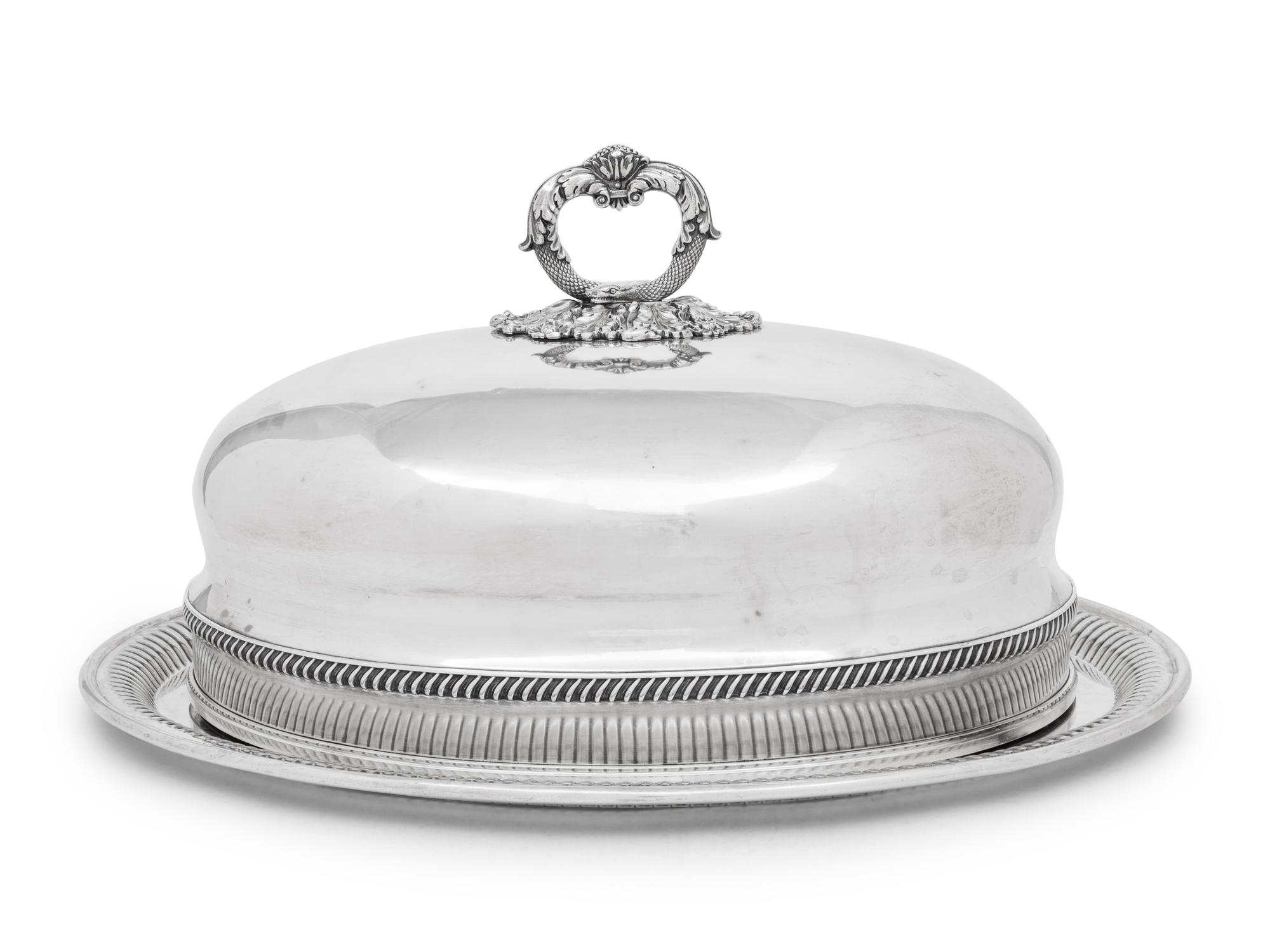 An English Silver-Plate Meat Dome and Associated Tray