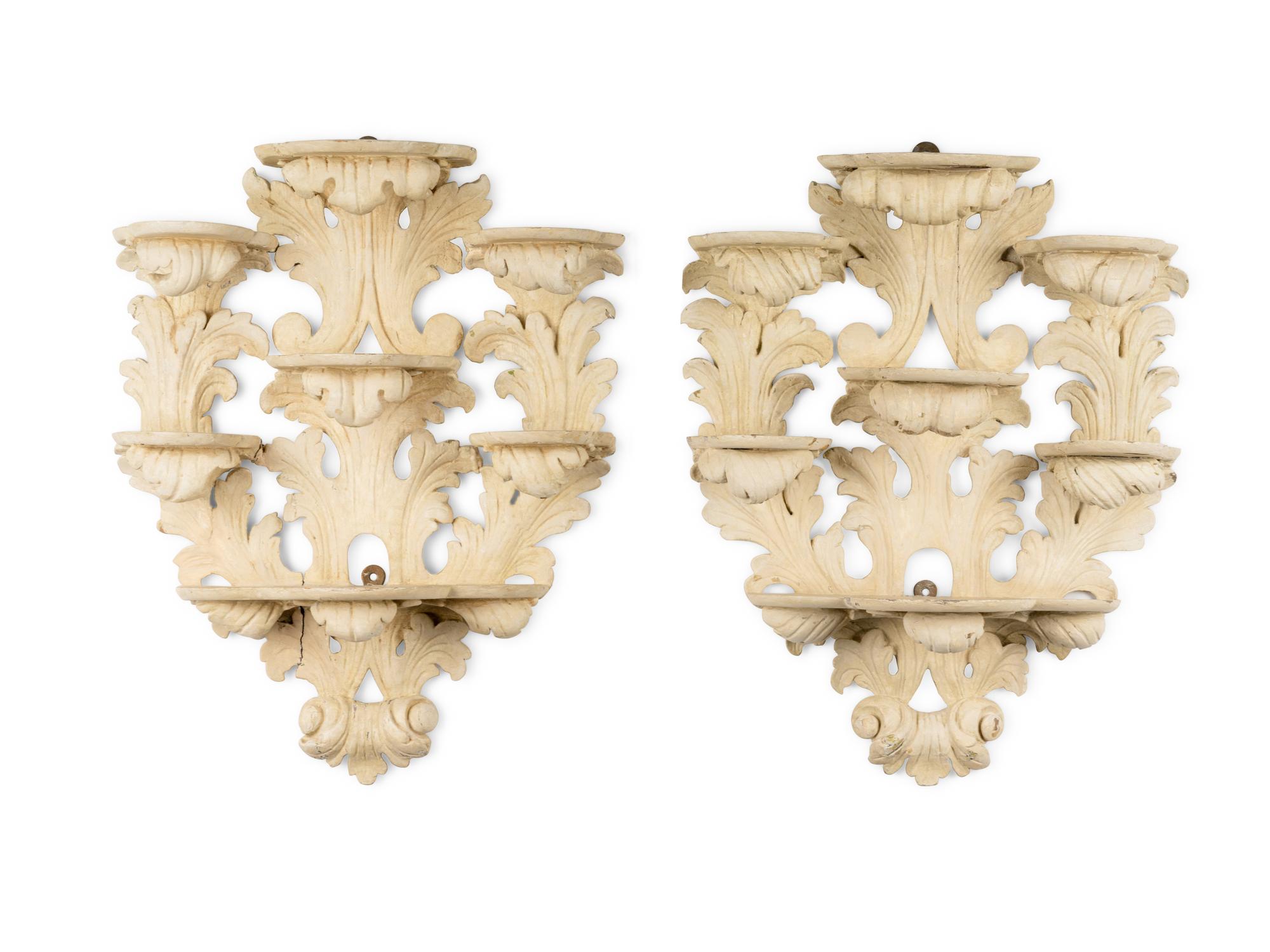 A Pair of Northern European Cream-Painted Brackets