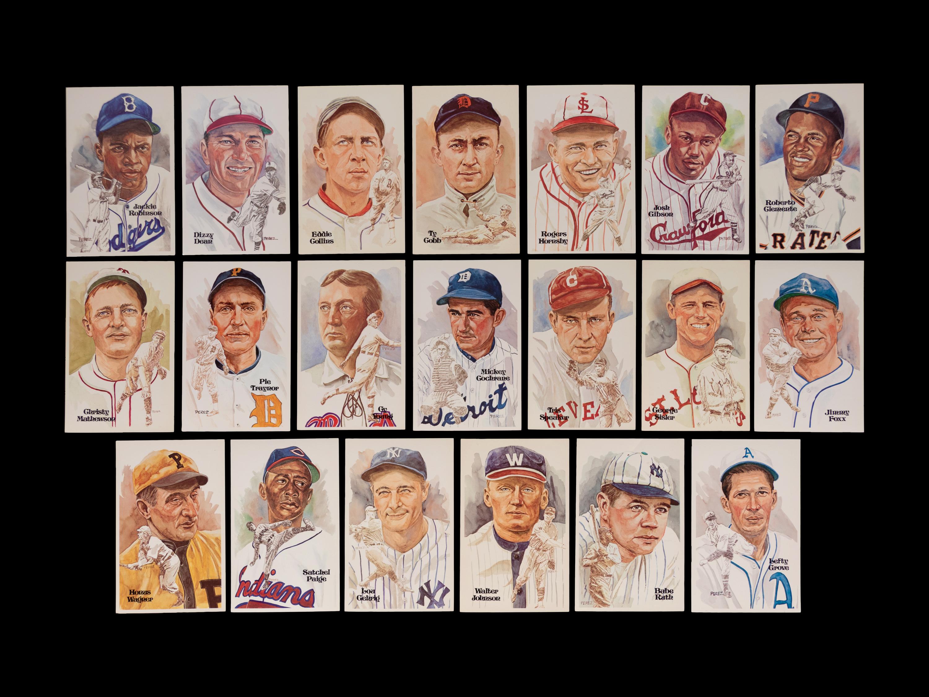 A Collection of 24 Legends of Baseball First Day of Issue Perez Steele Postcards,