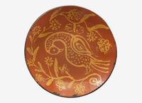 A glazed and slip-decorated redware plate, After Benjamin Bergey (1797-1854), Franconia Township, Montgomery County, PA, 20th century