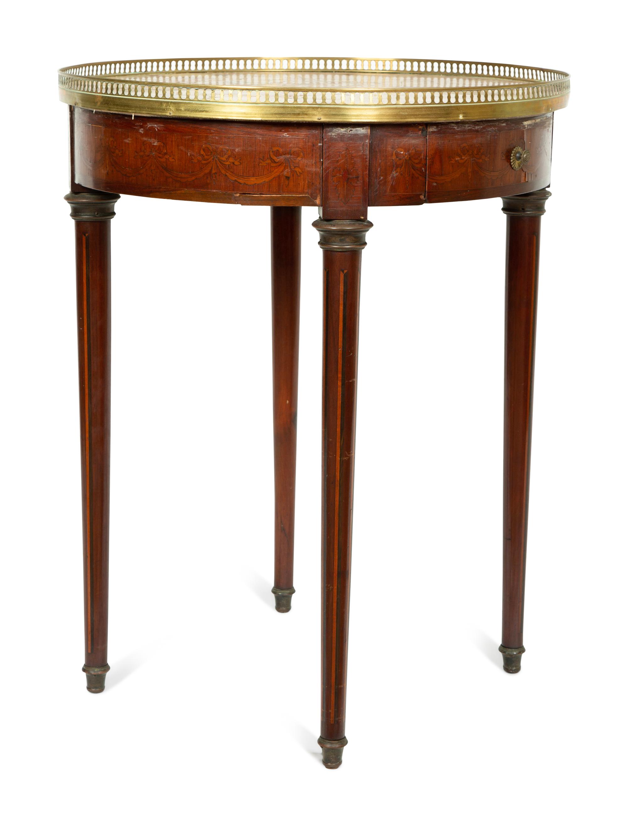 A Louis XVI Style Brass Mounted Gueridon — 19TH CENTURY