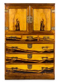 A Campaign Burrwood Cabinet Height 55 x width 35 x depth 16 inches. — 20TH CENTURY