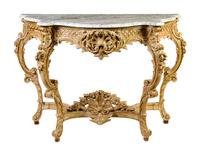A Louis XV Style Cerused Wood Console Table Height 36 x width 54 1/4 x depth 20 inches. — LATE 19TH/EARLY 20TH CENTURY
