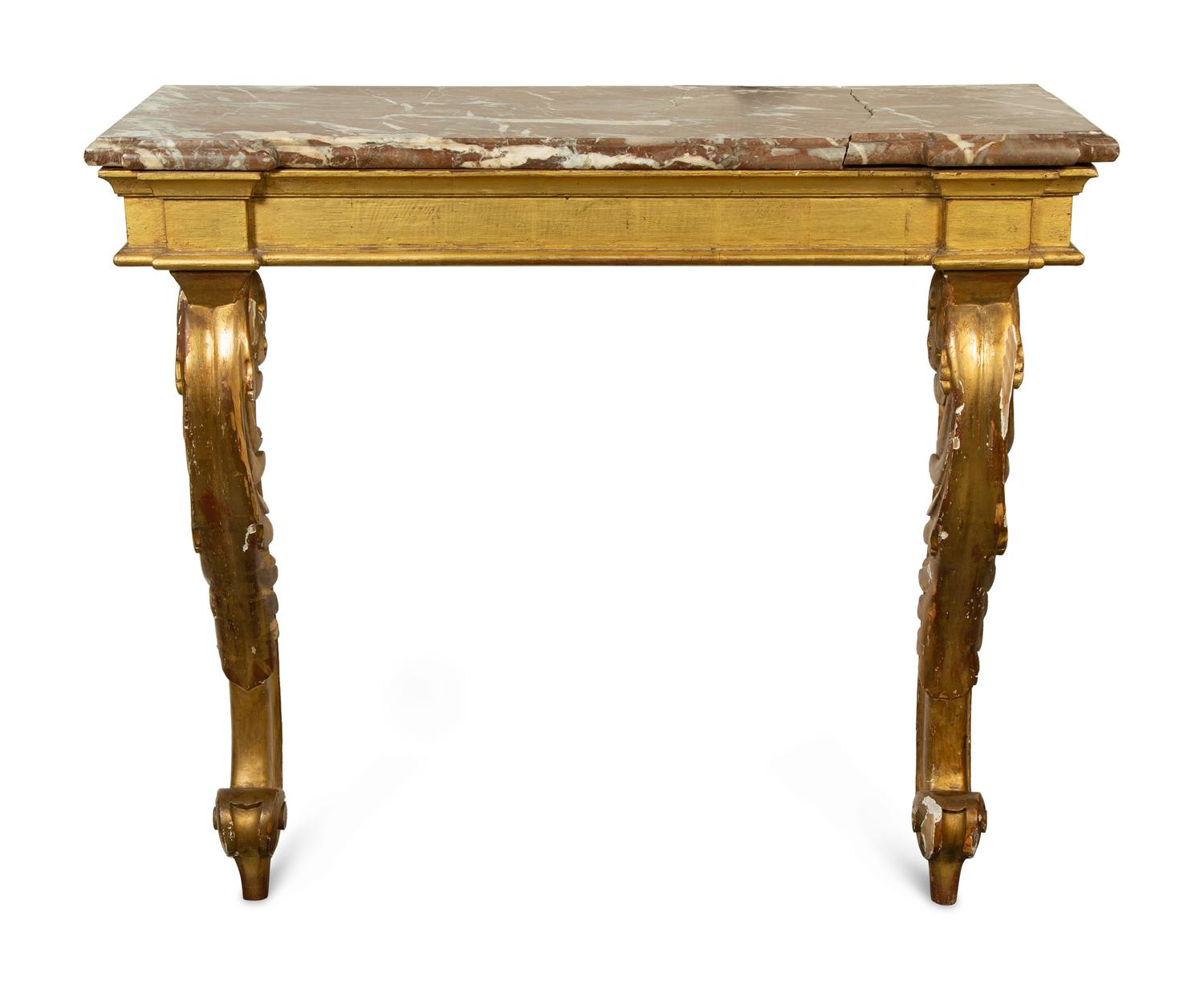 A Continental Giltwood Marble-Top Pier Table