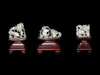 Six Chinese Pale Celadon Jade Reticulated Plaques