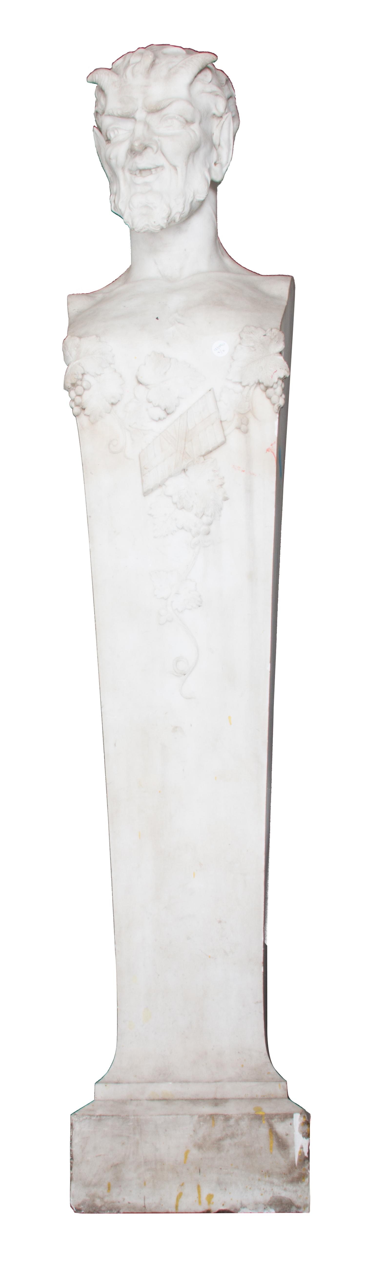 Two Italian Carved Marble Garden Herms Height of taller 74 inches. — 19TH CENTURY