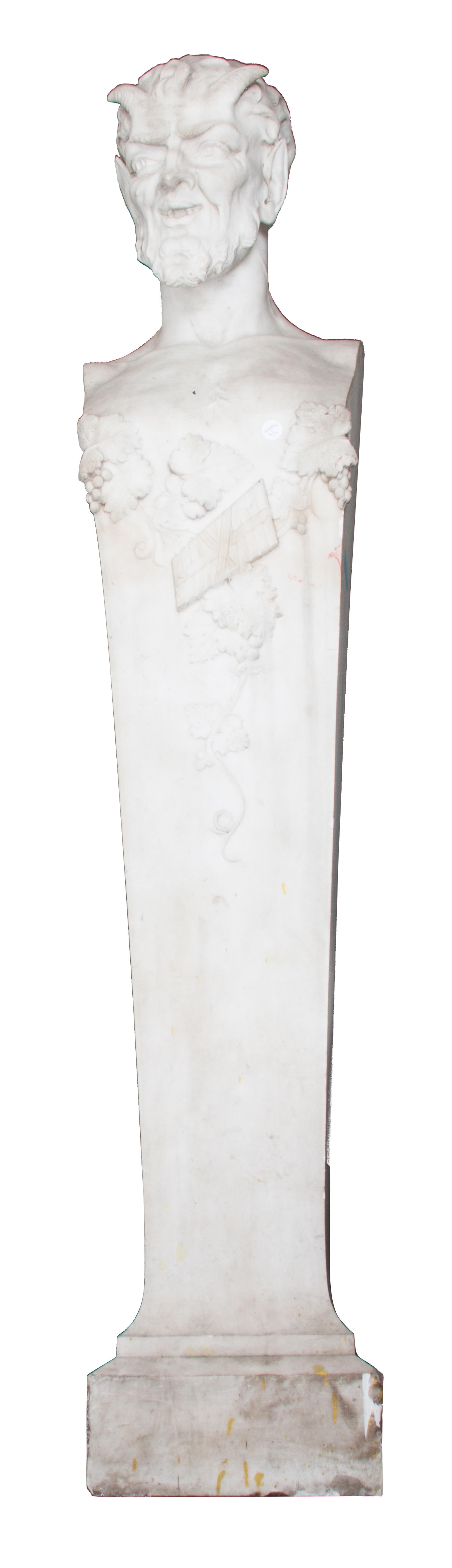 Two Italian Carved Marble Garden Herms Height of taller 74 inches. — 19TH CENTURY