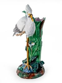A Joseph Holcroft Majolica Heron-Form Umbrella Stand — 19TH CENTURY