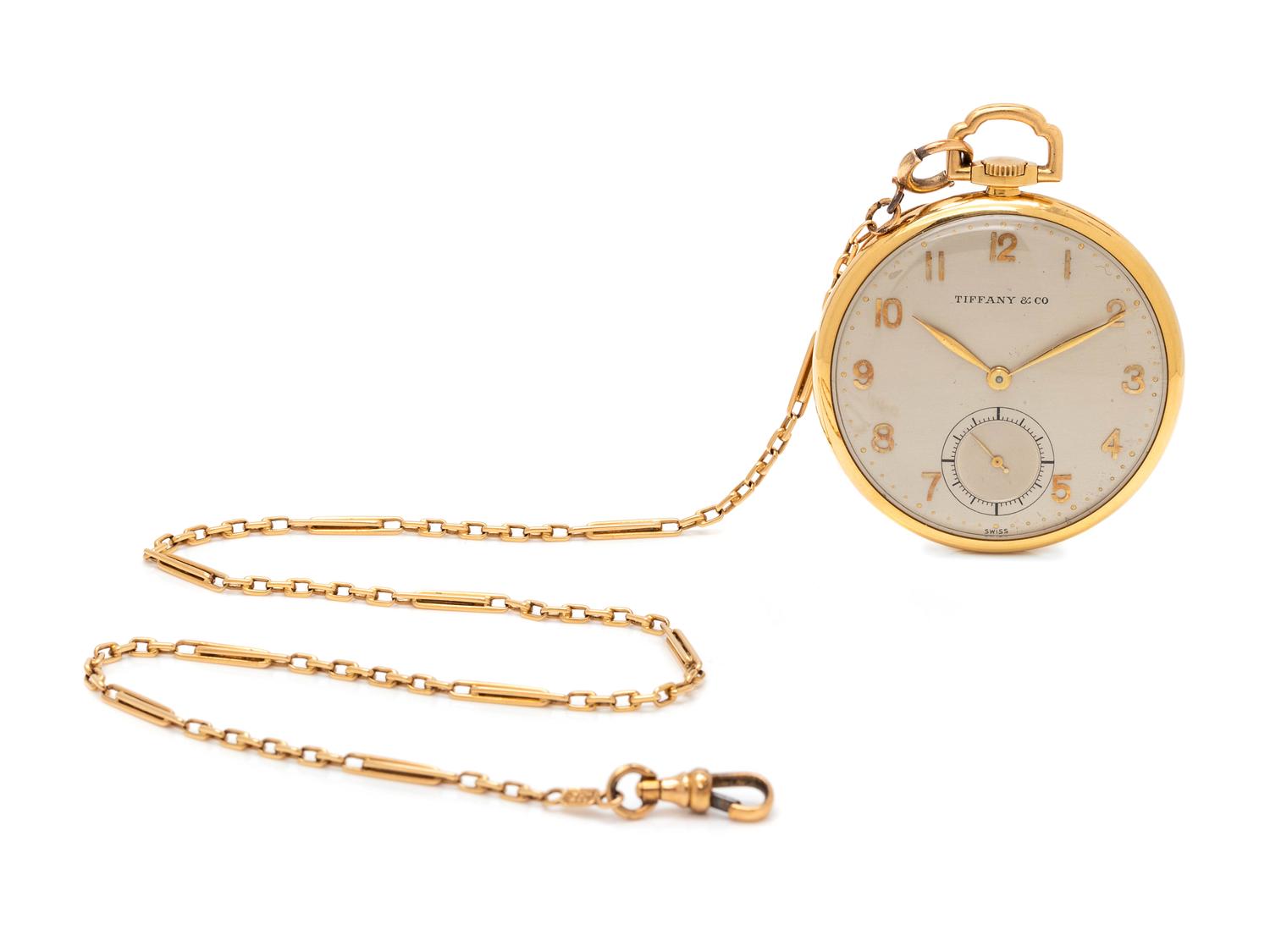 TIFFANY & CO., 18K YELLOW GOLD OPEN FACE POCKET WATCH