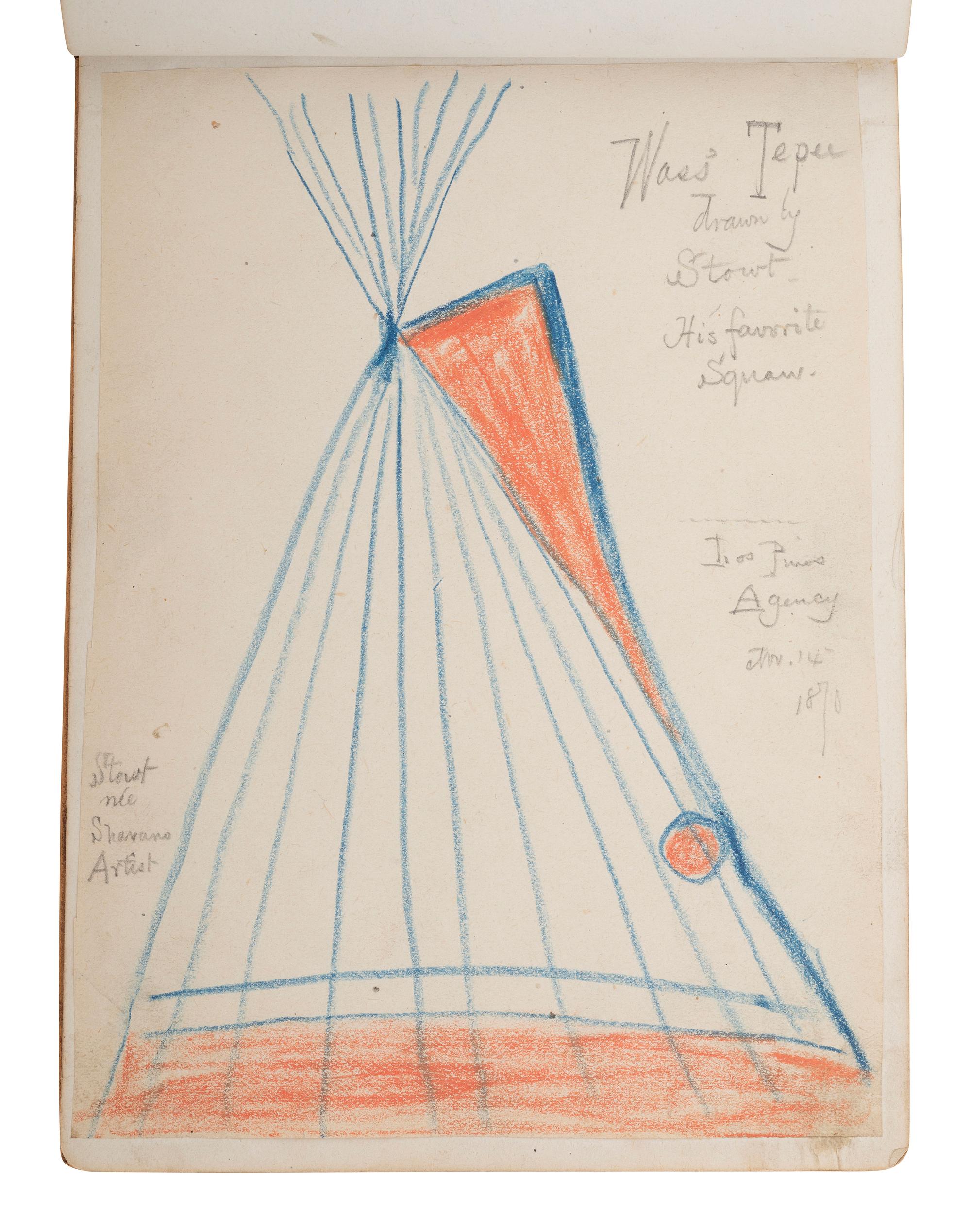 [WESTERN AMERICANA] -- [NATIVE AMERICANS]. Collection of sketches drawn and compiled by U.S. Army officer Charles A.H. McCauley while serving in various military posts, including Native American ledger art from the Los Piños Ute Indian Agency.