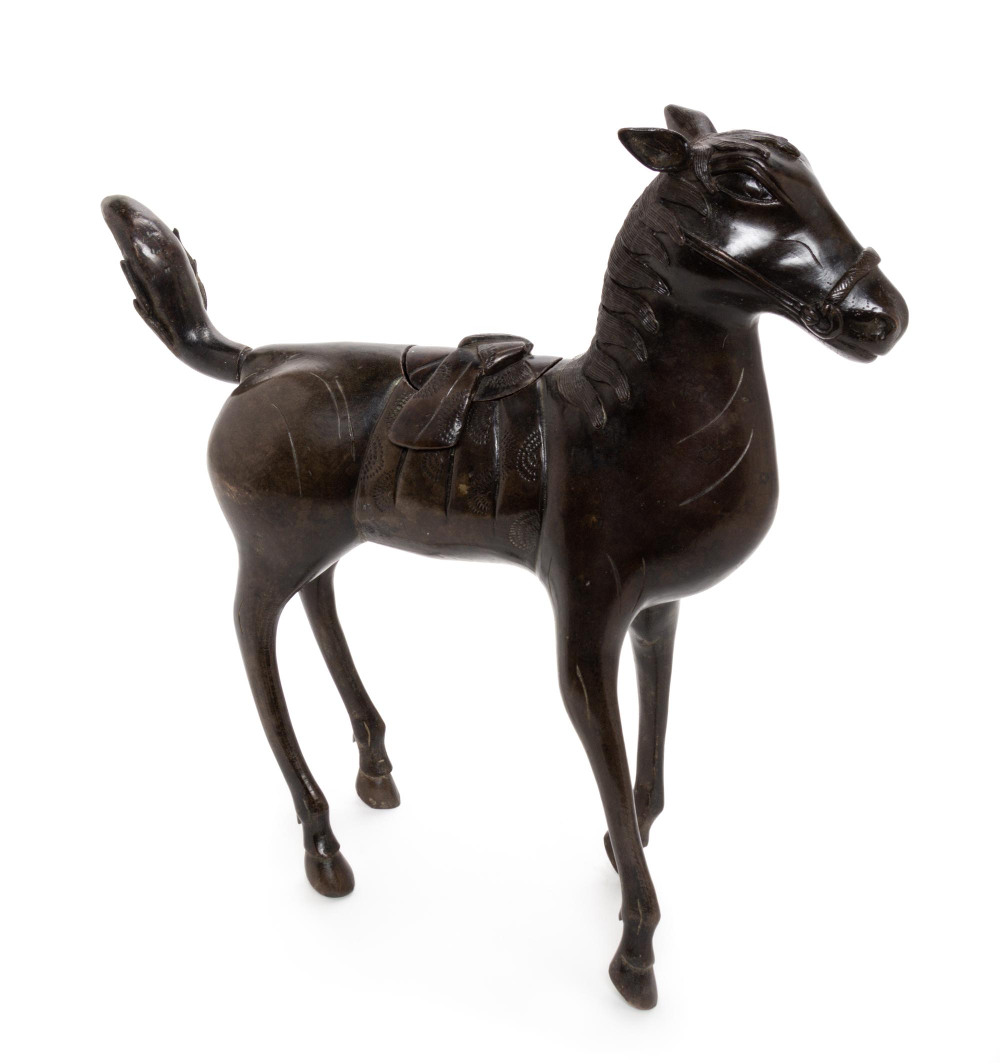 A Bronze 'Horse' Censer and Cover Height 13 1/2 inches. — 19TH CENTURY