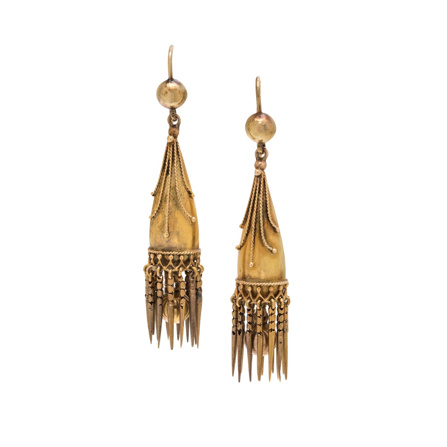 ETRUSCAN REVIVAL, YELLOW GOLD EARRINGS