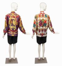 Two Hermes Shirts, One with Self-Fabric Tie, 1980-90s