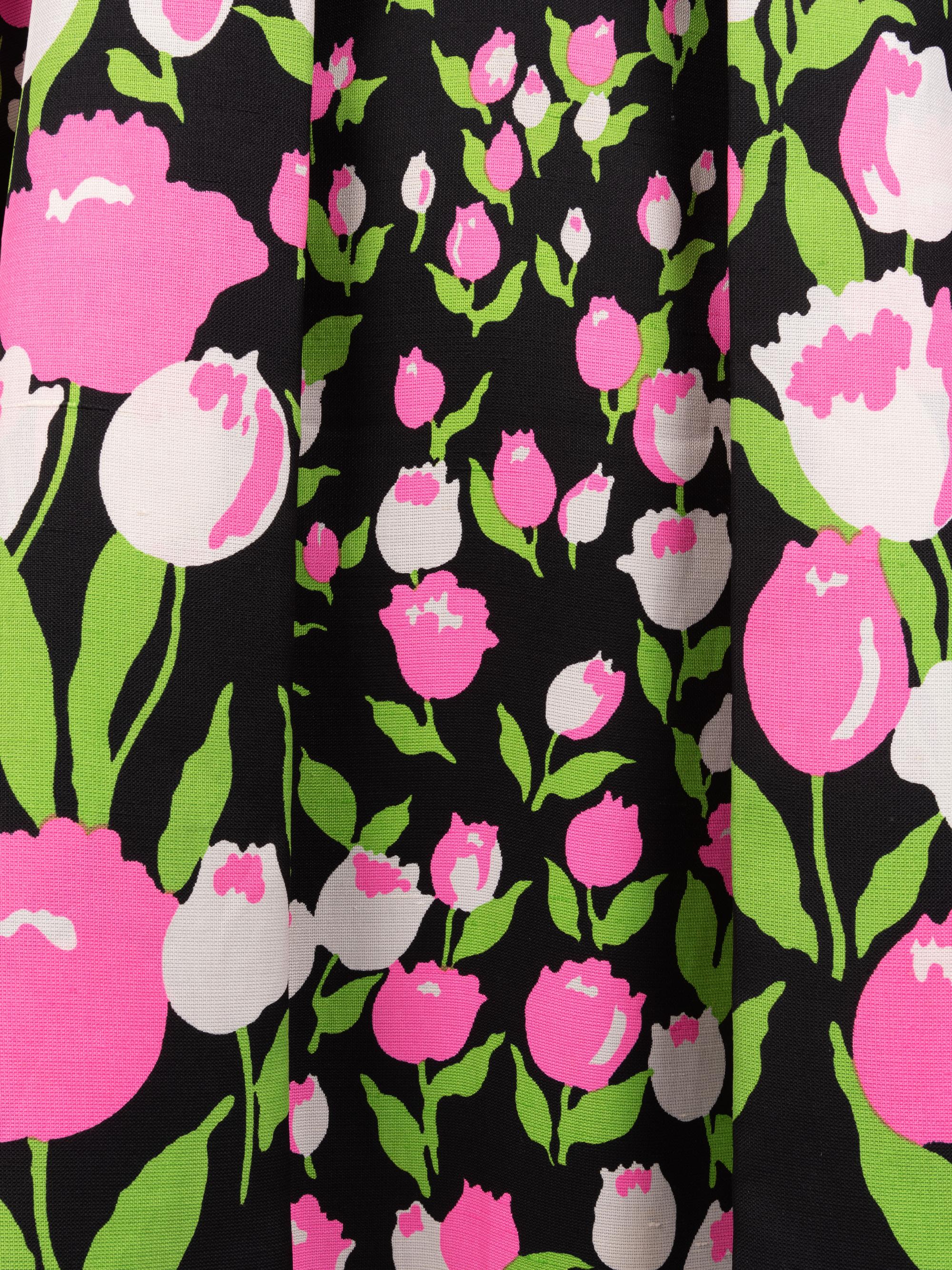 Givenchy Haute Couture Tulip-Print Dress and Cape, 1973