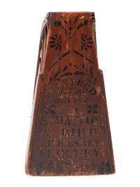 A Stenciled Wood Stratton & Bird Countertop Bag Rack