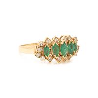 Emerald, Diamond, and Yellow Gold Ring