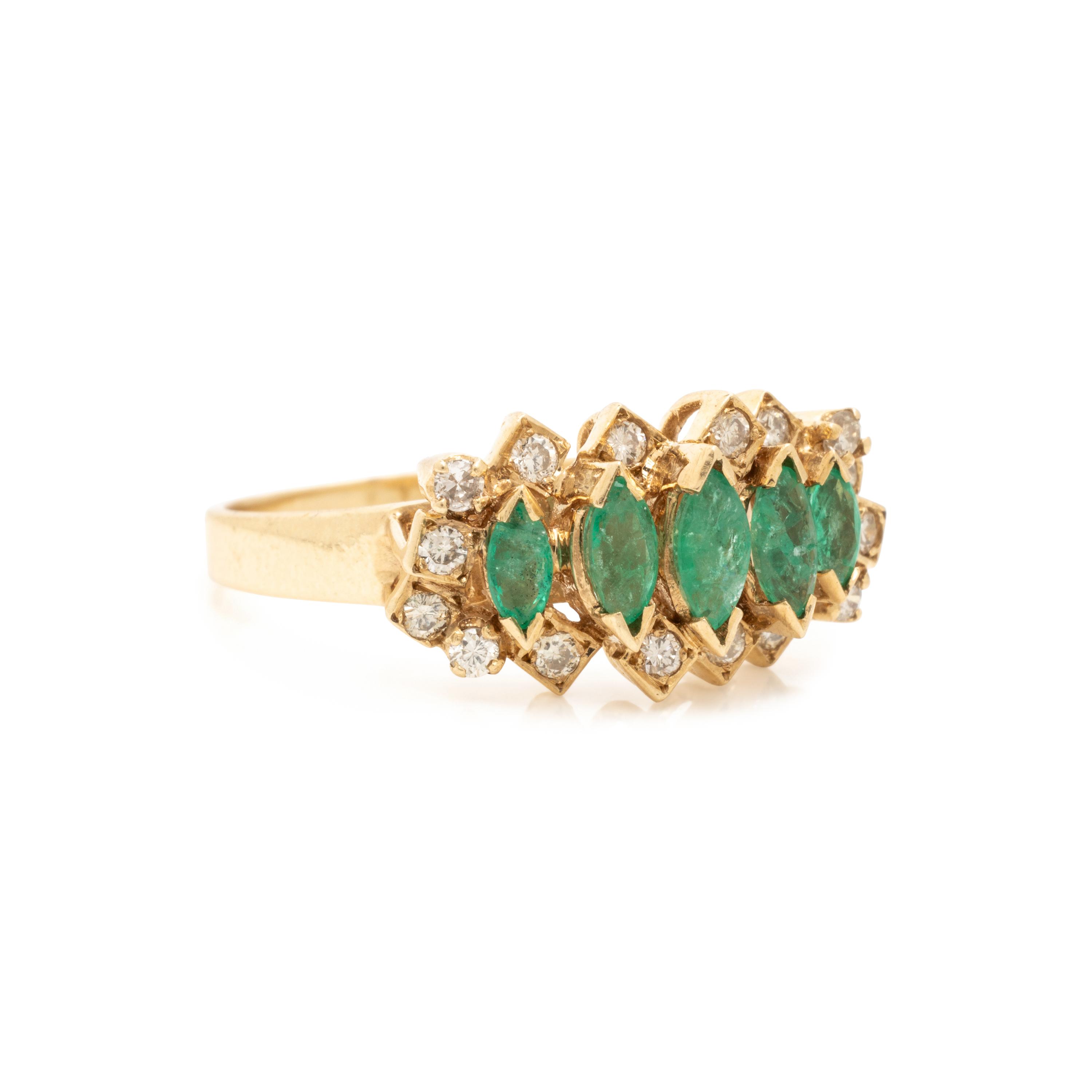 Emerald, Diamond, and Yellow Gold Ring