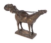 A Patinated Bronze Figure of a Horse and Rider