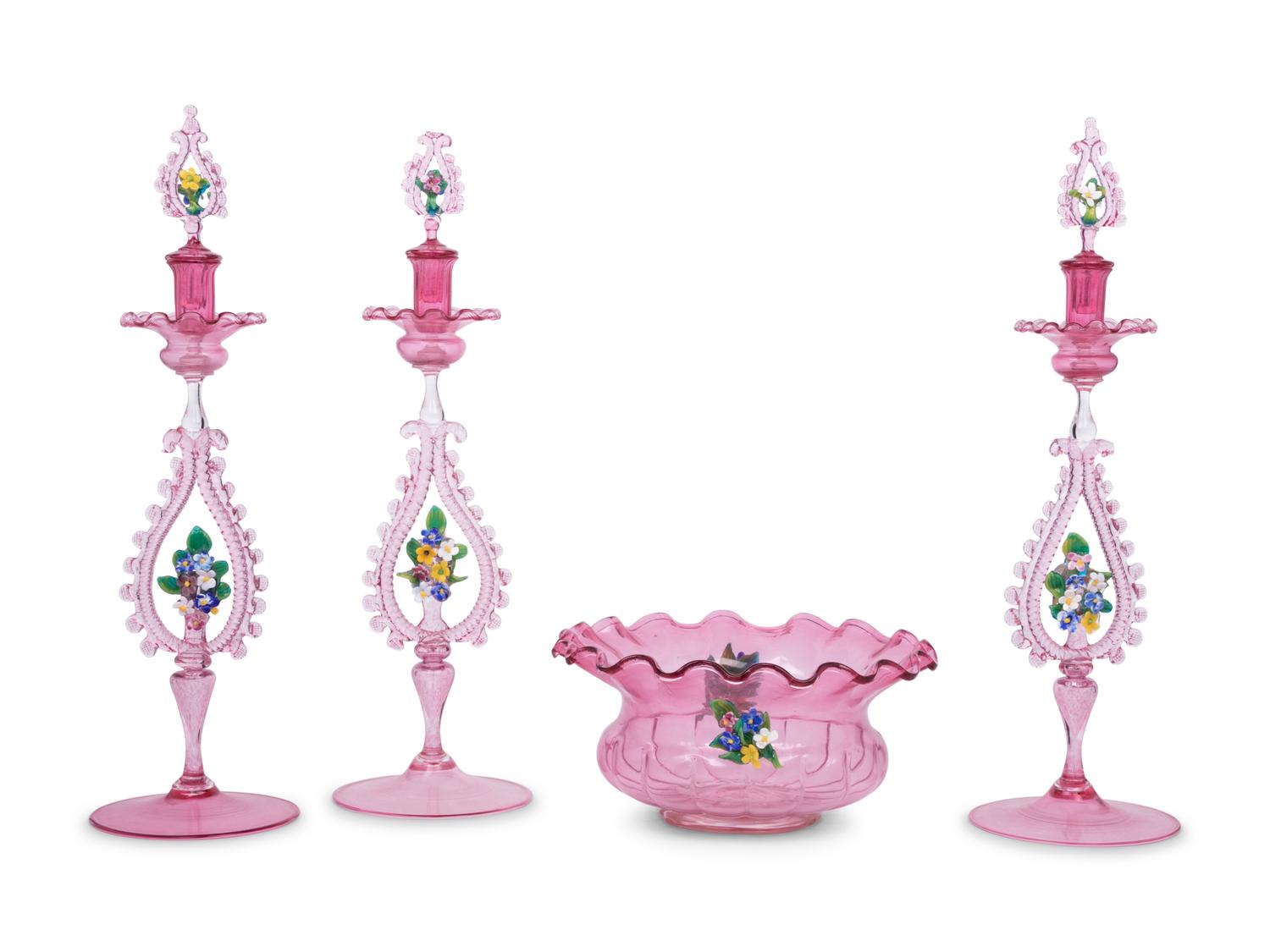 A Venetian Glass Table Garniture