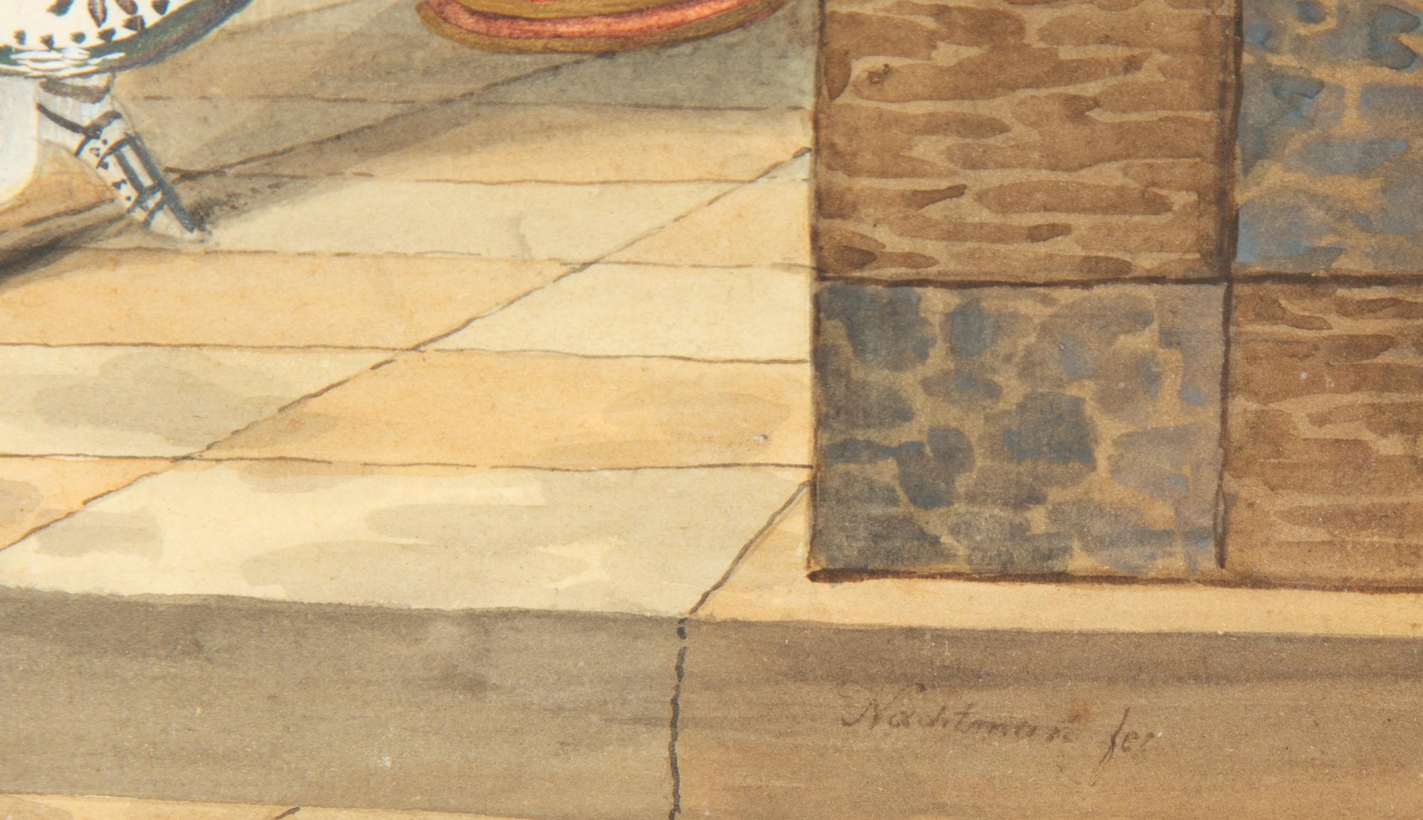 Oriental Lady with Roses on a Terrace