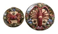 Two Palissy Style Plates Diameter of larger 12 1/4 inches.