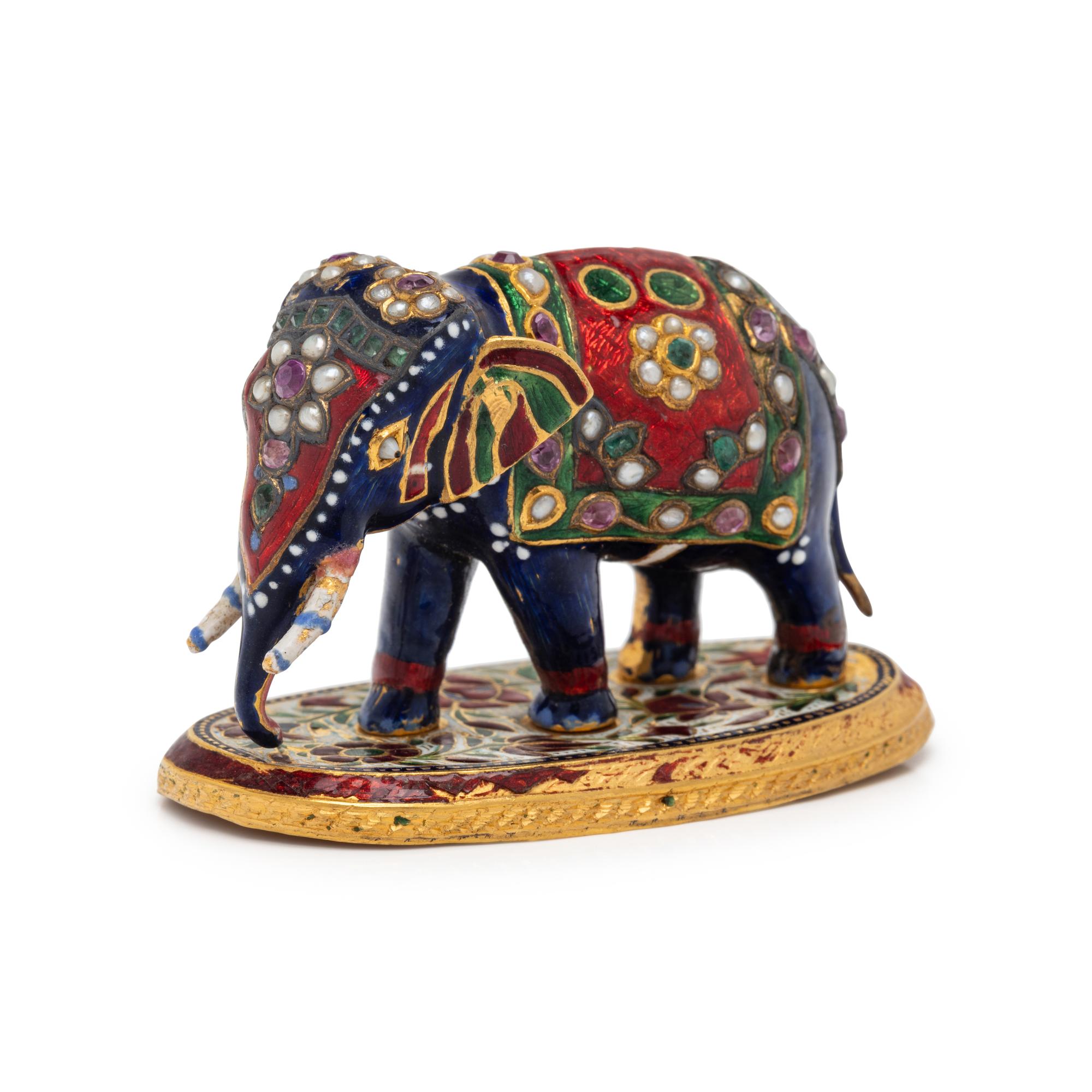 MULTIGEM AND POLYCHROME ENAMEL ELEPHANT