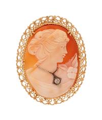 CAMEO AND DIAMOND PENDANT/BROOCH